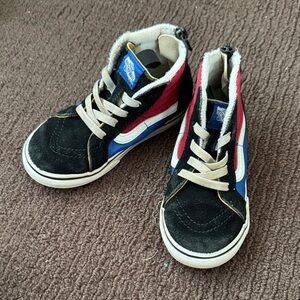 Vans Kids High-Top Sneakers in Black, Red & Blue